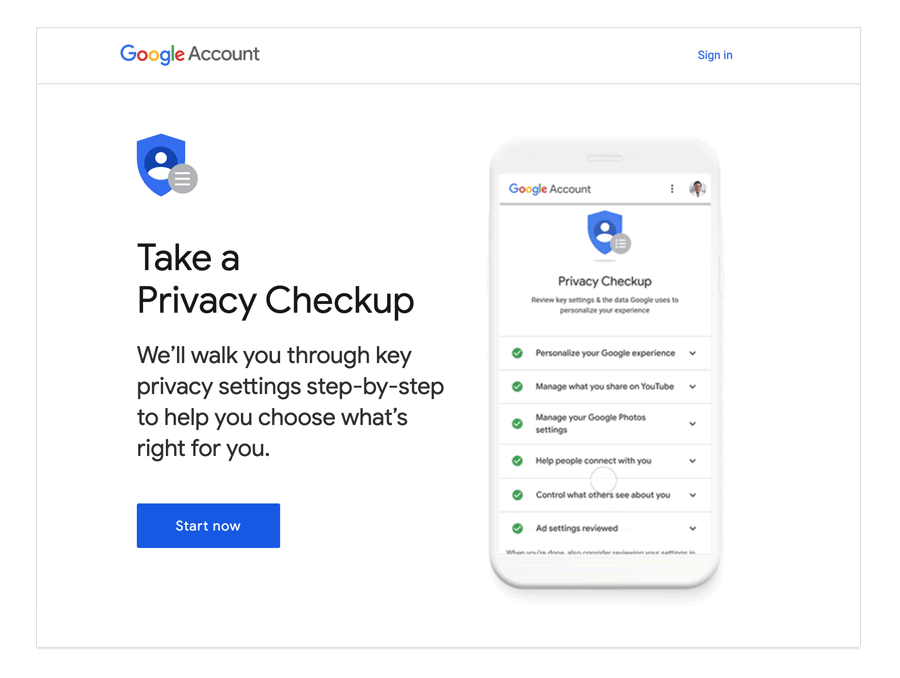 Google Privacy Checkup